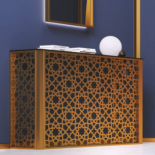 Consolle contemporanea - Orizzonte - LINVISIBILE - in legno / in vetro / con supporto in metallo