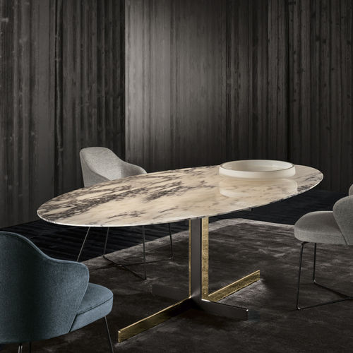 Tavolo da pranzo moderno - CATLIN - Minotti - in metallo / in rovere / in vetro fumè