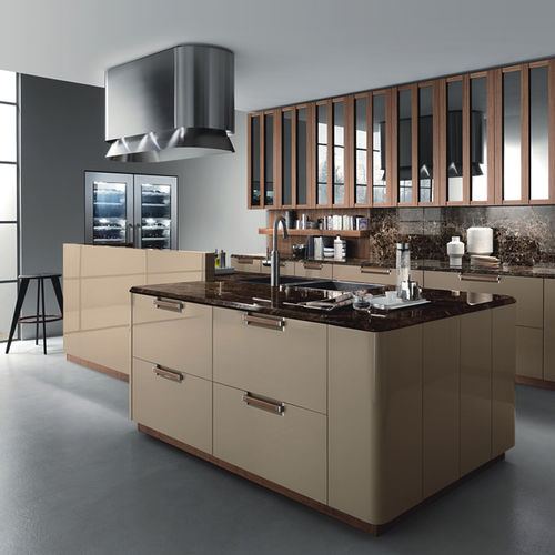 Cucina contemporanea - NOISETTE  - COMPOSIT - in laminato / in noce / con isola