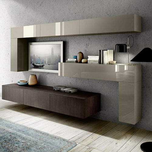 Parete attrezzata TV contemporaneo - MOOD - COMPOSIT - in legno / in legno laccato