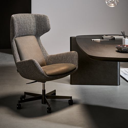 Poltrona da ufficio contemporanea - Newton - BONALDO - in pelle / in tessuto / in metallo