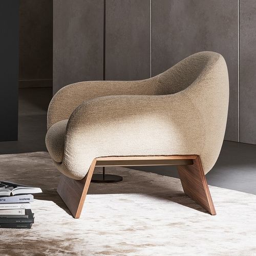 Poltrona contemporanea - Boolean  - BONALDO - in tessuto / in pelle / in legno