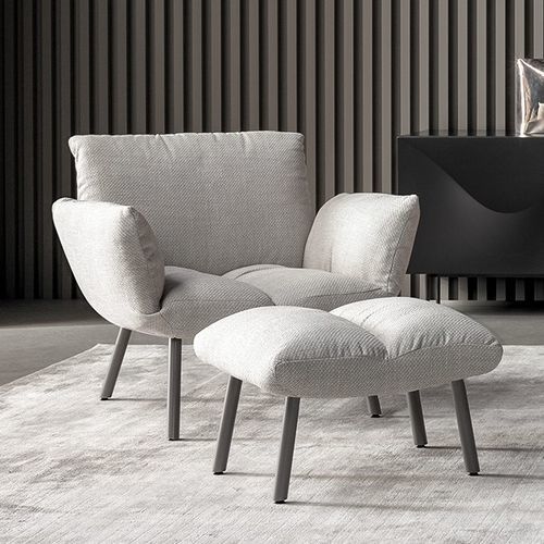 Poltrona contemporanea - Pil  - BONALDO - in pelle / in tessuto / con poggiapiedi