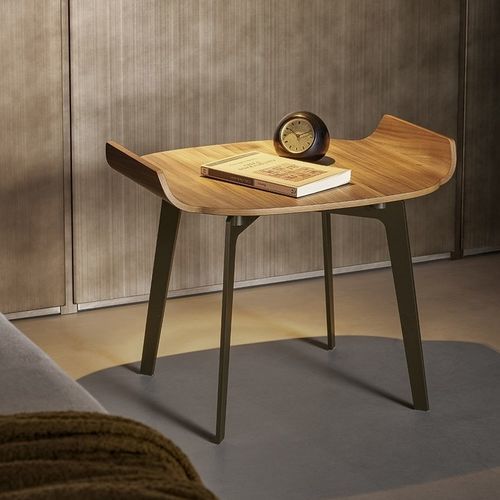 Comodino contemporaneo - Olos  - BONALDO - in noce / impiallacciato in legno / con supporto in metallo verniciato