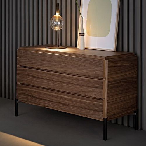 Cassettone contemporaneo - Groove - BONALDO - in metallo verniciato / impiallacciato in legno / in noce