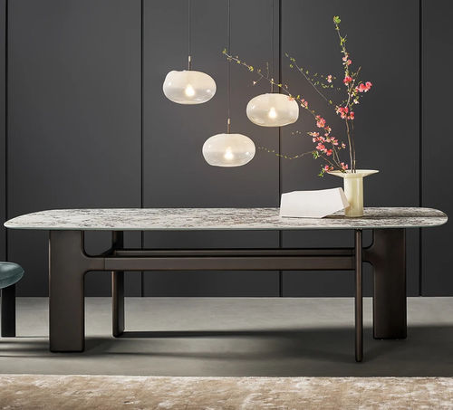 Tavolo da pranzo contemporaneo - Hippos - BONALDO - impiallacciato in legno / in vetro / in ceramica
