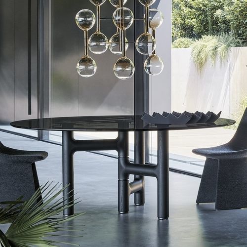 Tavolo contemporaneo - Pivot - BONALDO - in legno massiccio / in vetro / in ceramica