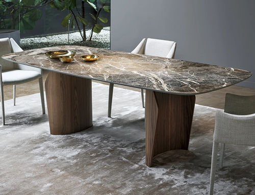 Tavolo da pranzo contemporaneo - Flame - BONALDO - in rovere / in noce / impiallacciato in legno