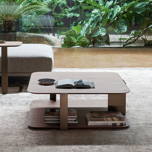 Tavolino basso contemporaneo - Paddle - BONALDO - in rovere / in noce / con supporto in metallo verniciato