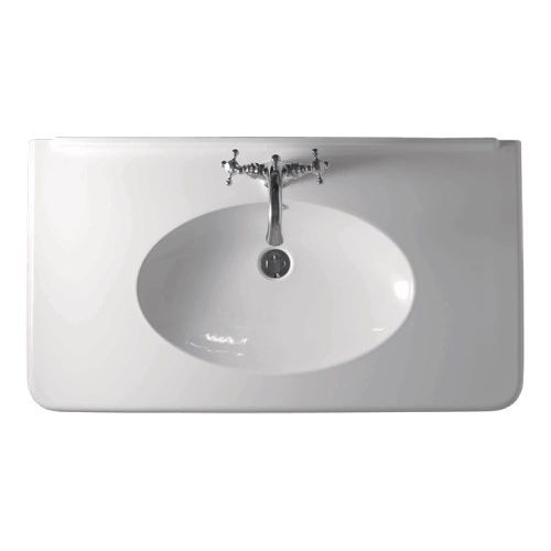 Lavabo autoportante - 1049 - Kerasan - in ceramica / con piano integrato / rettangolare