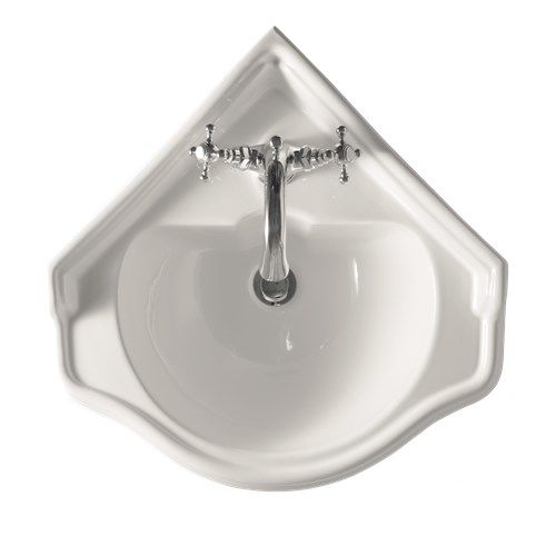 Lavabo sospeso - 1032 - Kerasan - in ceramica / d'angolo / 1 foro