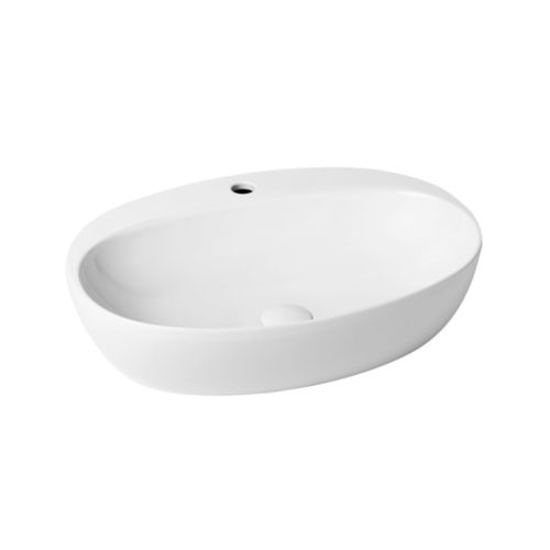 Lavabo da appoggio - ELLA060420CM - Azzurra - in ceramica / ovale / 1 foro