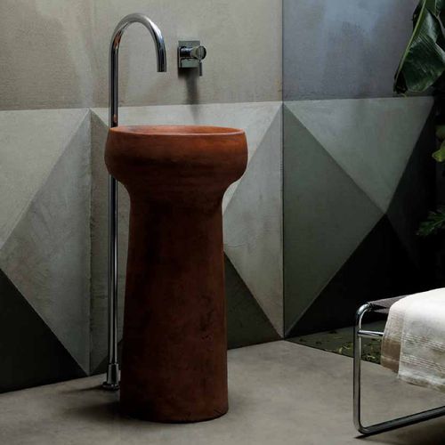 Lavabo a pavimento - LALF04040P00 - Azzurra - in ceramica / in terracotta / rotondo