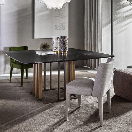 Tavolo da pranzo contemporaneo - CHARLIE  - MERIDIANI - in rovere / in legno laccato brillante / in vetro