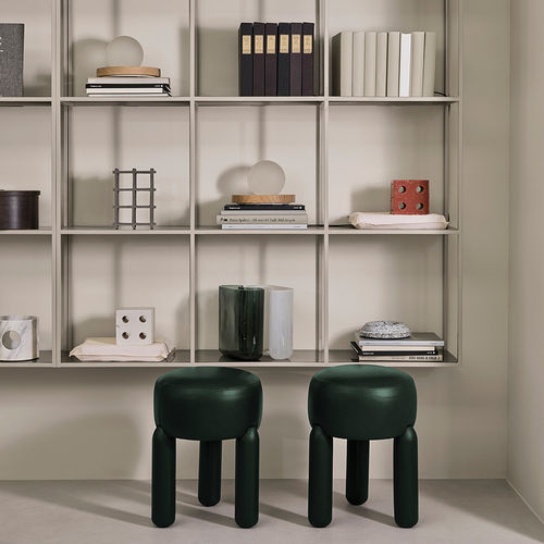 Pouf contemporaneo - GINO - MERIDIANI - in pelle / in legno / in tessuto