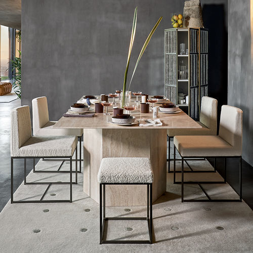 Sgabello contemporaneo - HARDY - MERIDIANI - in pelle / in tessuto / con supporto in metallo