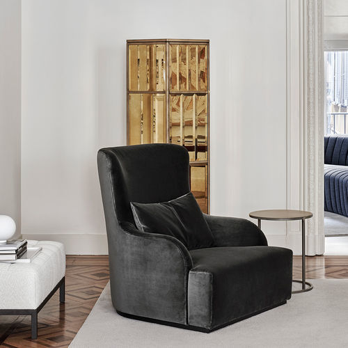 Poltrona contemporanea - LIU - MERIDIANI - in tessuto / in pelle / in legno