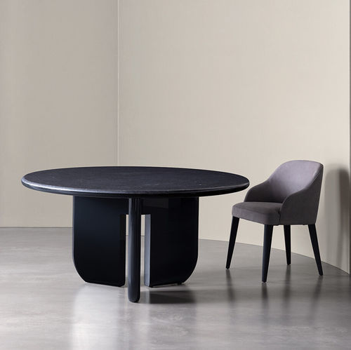 Tavolo da pranzo contemporaneo - ITALO - MERIDIANI - in legno / in marmo / con supporto in legno