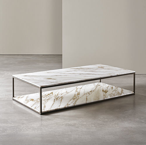 Tavolino basso contemporaneo - HARDY - MERIDIANI - in vetro laccato / in rovere / impiallacciato in legno