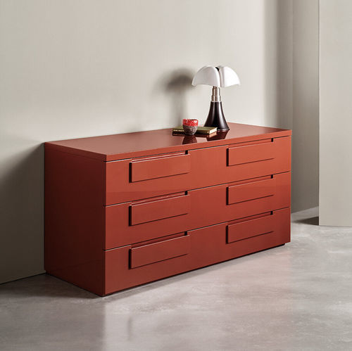 Cassettone contemporaneo - NOTE - MERIDIANI - in legno laccato brillante / in rovere / in legno laccato opaco