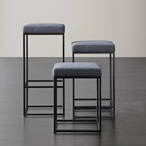 Sgabello da bar contemporaneo - HARDY  - MERIDIANI - in pelle / in tessuto / con supporto in metallo