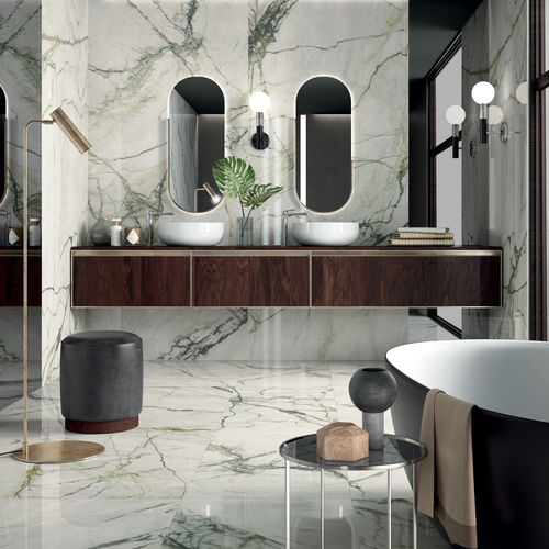 Piastrella in gres porcellanato - SLIMTECH SYNESTESIA : CALACATTA EMERALD - LEA CERAMICHE - opaca / levigata / lucida