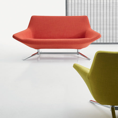 Divano contemporaneo - Metropolitan '14 - B&B Italia - in tessuto / in pelle / con braccioli