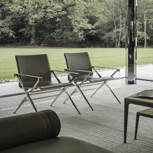 Poltrona contemporanea - Beverly '14 - B&B Italia - in pelle / in ghisa di alluminio / pieghevole