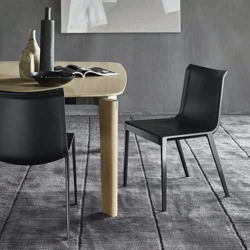 Sedia contemporanea - Charlotte - B&B Italia - da interno / in pelle / con supporto in alluminio