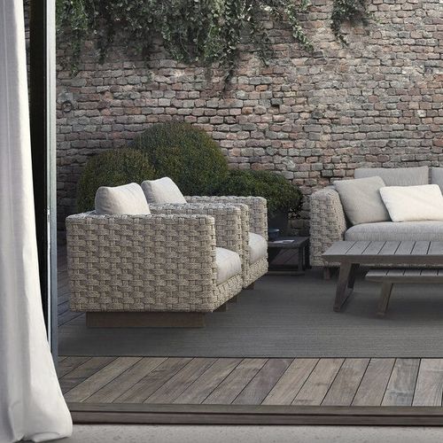 Poltrona contemporanea - Ray Natural - B&B Italia - in tessuto / in alluminio / in corda