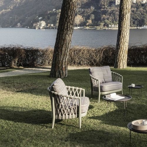 Poltrona contemporanea - Erica '19 - B&B Italia - in tessuto / in corda / in ghisa di alluminio
