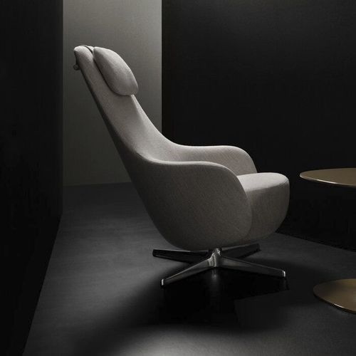 Poltrona contemporanea - Harbor Laidback - B&B Italia - in tessuto / in pelle / in acciaio