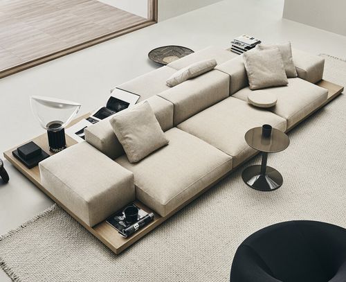 Divano contemporaneo - Dock - B&B Italia - in tessuto / in pelle / con cuscino rimovibile