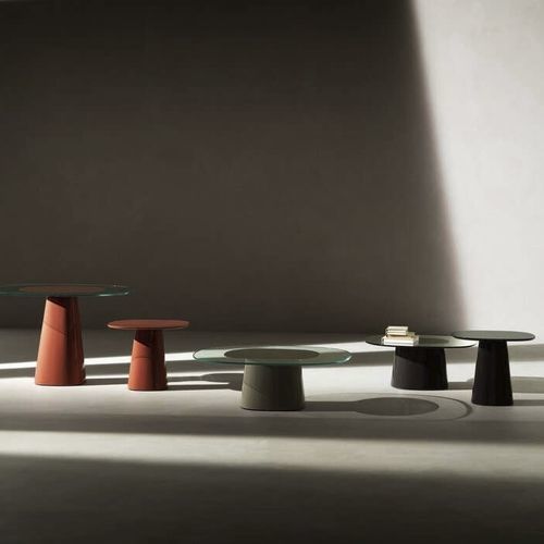 Tavolino basso contemporaneo - Allure O' Dot - B&B Italia - in vetro temprato / con base in poliuretano / con base centrale
