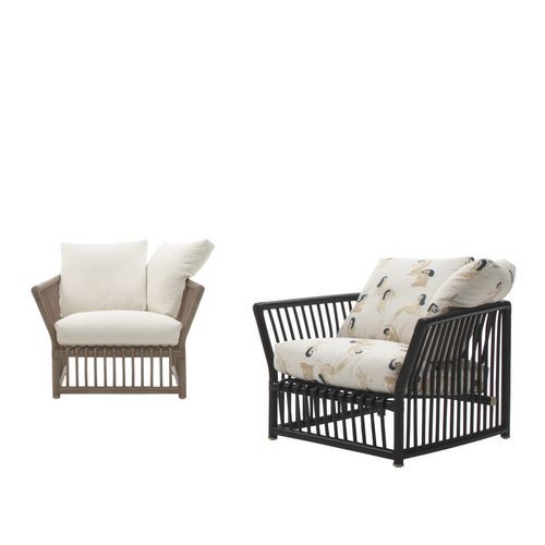 Poltrona contemporanea - Softcage - B&B Italia - in poliestere / in rattan / con cuscino rimovibile