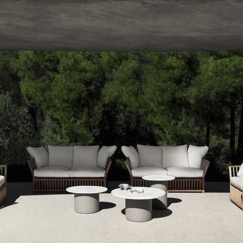 Tavolino basso contemporaneo - Button  - B&B Italia - in marmo / con base in poliuretano / rotondo
