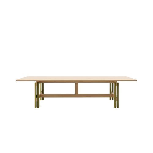 Tavolo moderno - ABACO - B&B Italia - in vetro fumè / con supporto in legno / con supporto in calcestruzzo