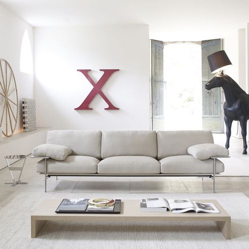 Divano contemporaneo - Diesis - B&B Italia - in tessuto / in pelle / con braccioli