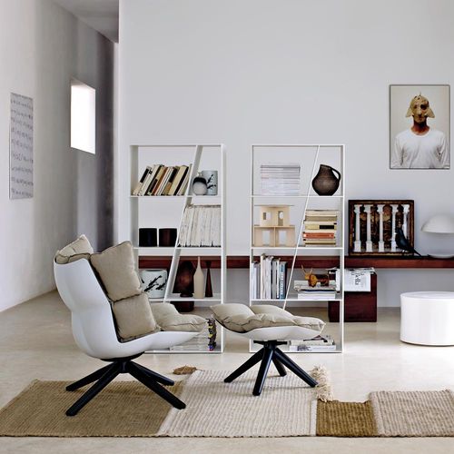 Chauffeuse contemporanea - Husk - B&B Italia - in tessuto / in pelle / in acciaio