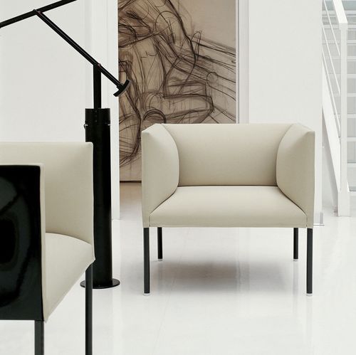 Poltrona contemporanea - Hollow - B&B Italia - in tessuto / in pelle / in acciaio