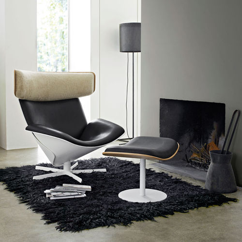 Poltrona design scandinavo - Almora - B&B Italia - in pelle / in alluminio / in ABS