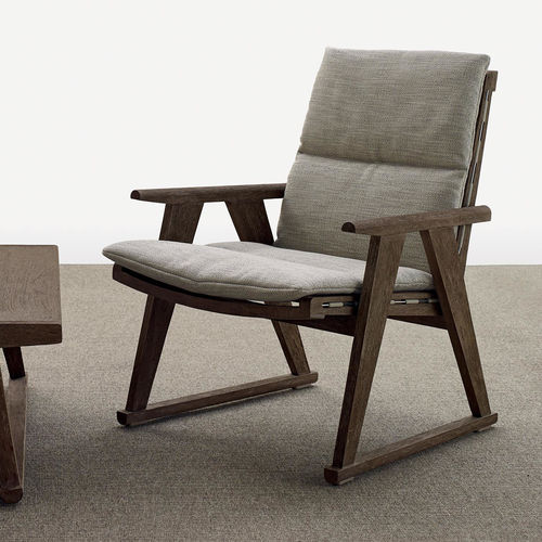 Poltrona contemporanea - Gio - B&B Italia - in tessuto / in legno massiccio / in teak