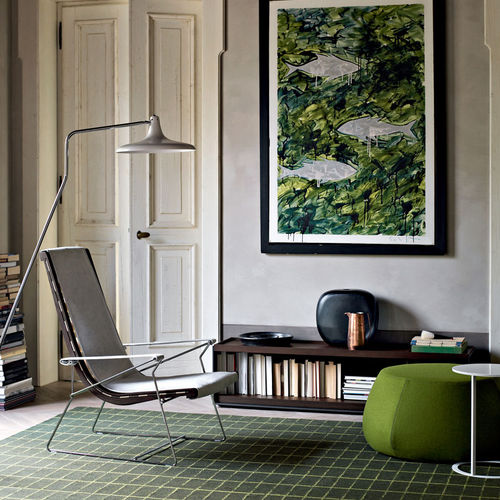 Poltrona contemporanea - J.J.  - B&B Italia - in pelle / in legno massiccio / in acciaio
