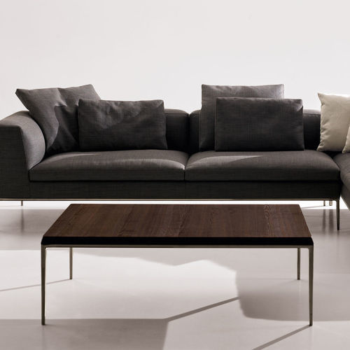 Tavolino basso contemporaneo - Michel - B&B Italia - in vetro / in MDF / con supporto in ghisa di alluminio