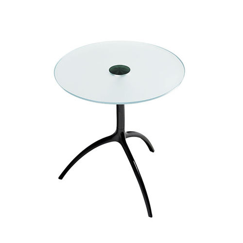 Tavolino contemporaneo - TREE / 950 - ALIAS - in cristallo / con supporto in ghisa di alluminio / rotondo