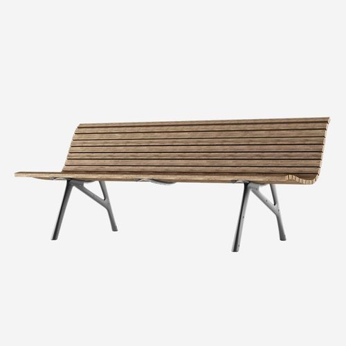 Panca da giardino contemporanea - M22_O - ALIAS - in teak / in frassino / in ghisa di alluminio