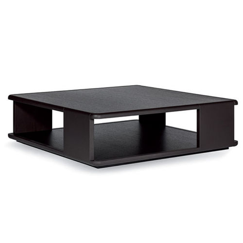 Tavolino basso contemporaneo - GARI - Giorgio Armani Casa - in pelle / in rovere / quadrato