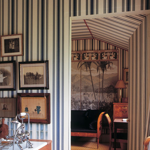 Carta da parati classica - TENTED STRIPE - Farrow & Ball - a righe / aspetto tessuto / grigia