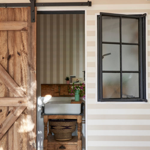 Carta da parati classica - Five Over Stripe - Farrow & Ball - a righe / aspetto tessuto / beige