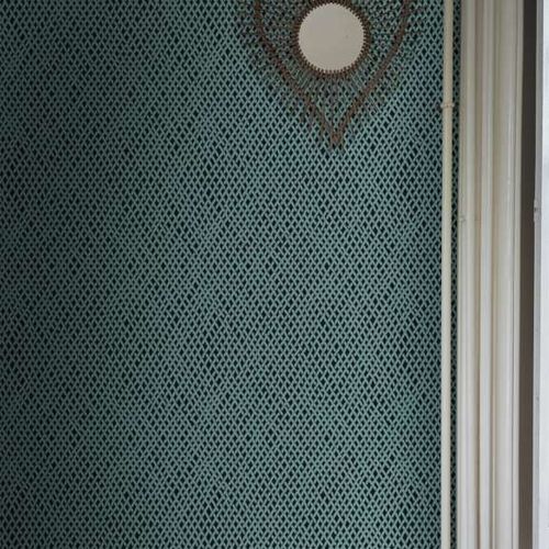 Carta da parati contemporanea - AMIME  - Farrow & Ball - con motivi geometrici / aspetto metallico / bianca